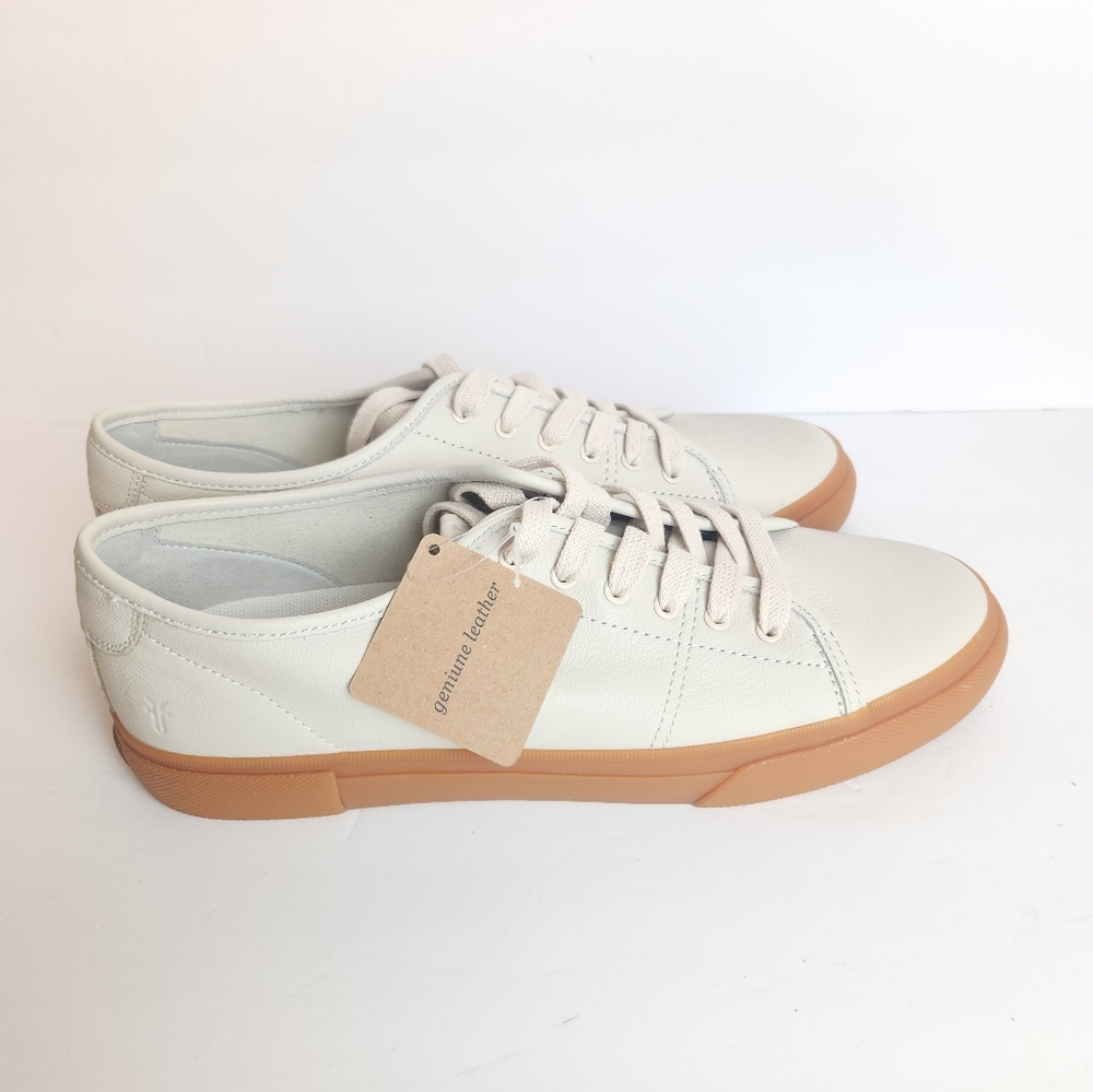 Frye Gia Low Lace Ivory Leather Sneakers 9.5 NWT